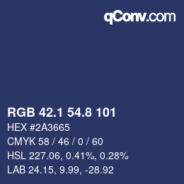 Color code: RGB 42.1 54.8 101 | qconv.com