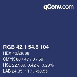 Color code: RGB 42.1 54.8 104 | qconv.com