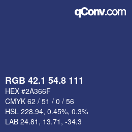 Color code: RGB 42.1 54.8 111 | qconv.com