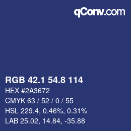 カラーコード: RGB 42.1 54.8 114 | qconv.com
