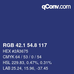 Color code: RGB 42.1 54.8 117 | qconv.com