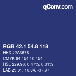 Color code: RGB 42.1 54.8 118 | qconv.com
