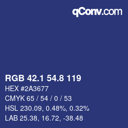Color code: RGB 42.1 54.8 119 | qconv.com