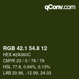 カラーコード: RGB 42.1 54.8 12 | qconv.com