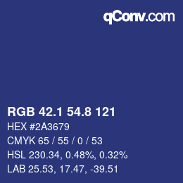 Color code: RGB 42.1 54.8 121 | qconv.com