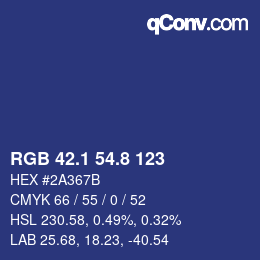 Color code: RGB 42.1 54.8 123 | qconv.com