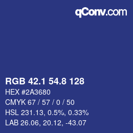 Farbcode: RGB 42.1 54.8 128 | qconv.com