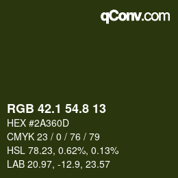 カラーコード: RGB 42.1 54.8 13 | qconv.com
