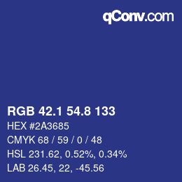 カラーコード: RGB 42.1 54.8 133 | qconv.com