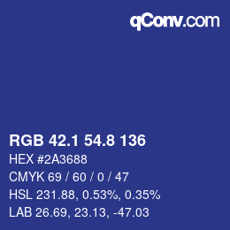 カラーコード: RGB 42.1 54.8 136 | qconv.com