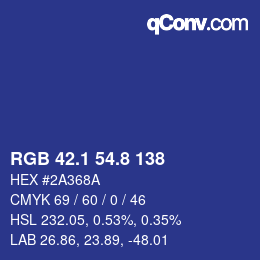 カラーコード: RGB 42.1 54.8 138 | qconv.com