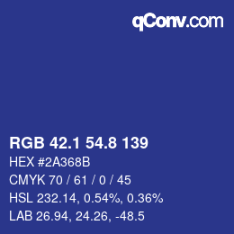 カラーコード: RGB 42.1 54.8 139 | qconv.com