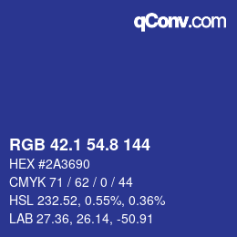 カラーコード: RGB 42.1 54.8 144 | qconv.com