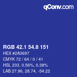 カラーコード: RGB 42.1 54.8 151 | qconv.com