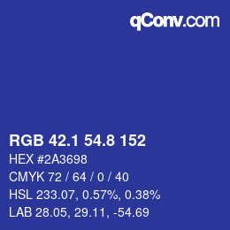 カラーコード: RGB 42.1 54.8 152 | qconv.com
