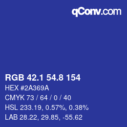 カラーコード: RGB 42.1 54.8 154 | qconv.com