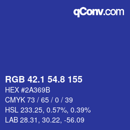 カラーコード: RGB 42.1 54.8 155 | qconv.com