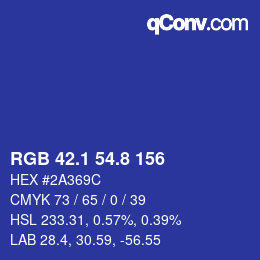 カラーコード: RGB 42.1 54.8 156 | qconv.com