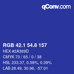 カラーコード: RGB 42.1 54.8 157 | qconv.com