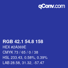 カラーコード: RGB 42.1 54.8 158 | qconv.com