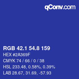 カラーコード: RGB 42.1 54.8 159 | qconv.com