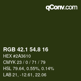 Color code: RGB 42.1 54.8 16 | qconv.com