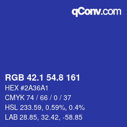 カラーコード: RGB 42.1 54.8 161 | qconv.com