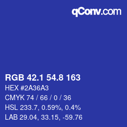 カラーコード: RGB 42.1 54.8 163 | qconv.com