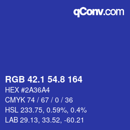 カラーコード: RGB 42.1 54.8 164 | qconv.com