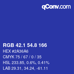 カラーコード: RGB 42.1 54.8 166 | qconv.com