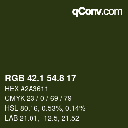 Color code: RGB 42.1 54.8 17 | qconv.com