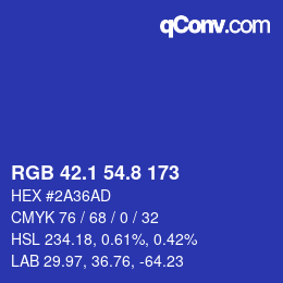 カラーコード: RGB 42.1 54.8 173 | qconv.com