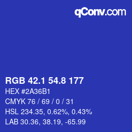 カラーコード: RGB 42.1 54.8 177 | qconv.com