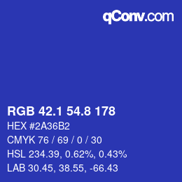 カラーコード: RGB 42.1 54.8 178 | qconv.com
