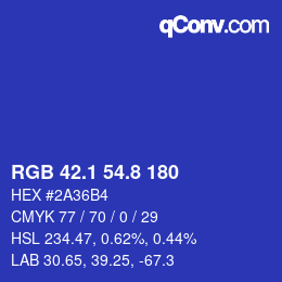 カラーコード: RGB 42.1 54.8 180 | qconv.com