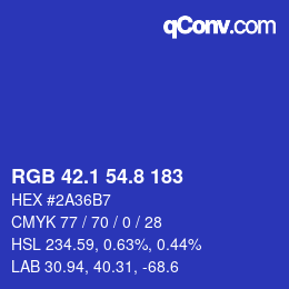 カラーコード: RGB 42.1 54.8 183 | qconv.com