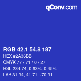 カラーコード: RGB 42.1 54.8 187 | qconv.com