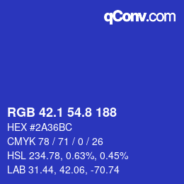 カラーコード: RGB 42.1 54.8 188 | qconv.com