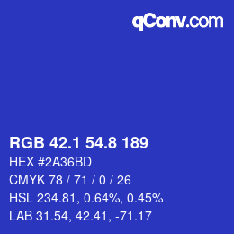 カラーコード: RGB 42.1 54.8 189 | qconv.com