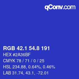 カラーコード: RGB 42.1 54.8 191 | qconv.com