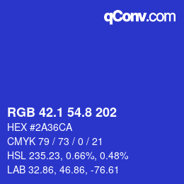 カラーコード: RGB 42.1 54.8 202 | qconv.com