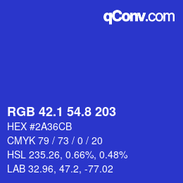 カラーコード: RGB 42.1 54.8 203 | qconv.com