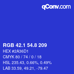 カラーコード: RGB 42.1 54.8 209 | qconv.com