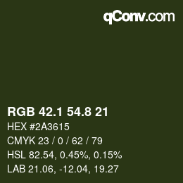 Color code: RGB 42.1 54.8 21 | qconv.com