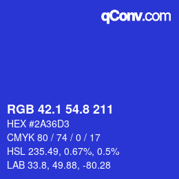 カラーコード: RGB 42.1 54.8 211 | qconv.com