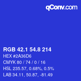 カラーコード: RGB 42.1 54.8 214 | qconv.com