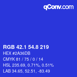 カラーコード: RGB 42.1 54.8 219 | qconv.com