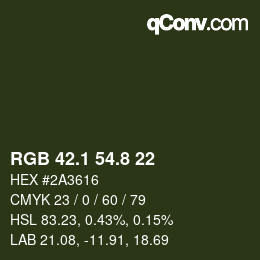 Color code: RGB 42.1 54.8 22 | qconv.com