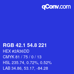 カラーコード: RGB 42.1 54.8 221 | qconv.com