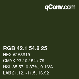 Color code: RGB 42.1 54.8 25 | qconv.com